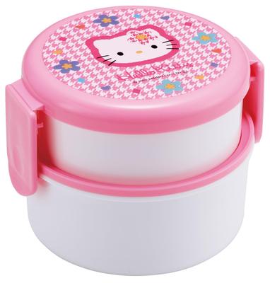 Bento Round Rice Ball Case with Made In Sanrio Hello Kitty Kaohana Box, Antibacterial, Two-Tier, Fork, 500ml, Japan, Microwaveable, (ONWR1AG-A)