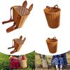 Imitation Rattan Backpack Basket Hand Woven Vacation Weekend Farm Garden Storage Camping