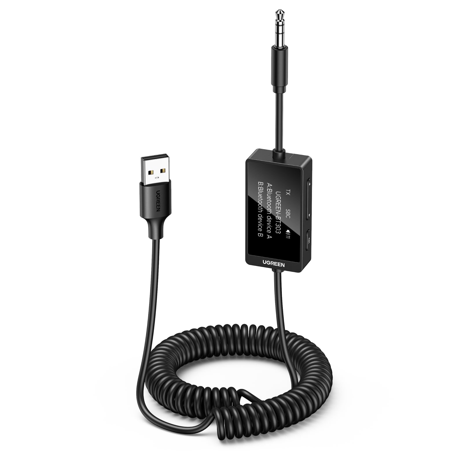 

UGREEN Bluetooth Transmitter Can connect two devices transmitter and audio AUX compatible with car speakers and home wireless Bluetooth TELEC чорний