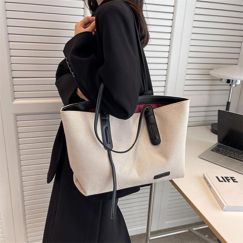 AI Large-capacity Canvas Bag Women's New Fashion Simple Shoulder Bag High-end Texture Portable Tote Bag