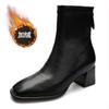 Customized short boots women's high heel thick heel 2025 new boots French square head spring and autumn single boots fashionable medium tube thin boo