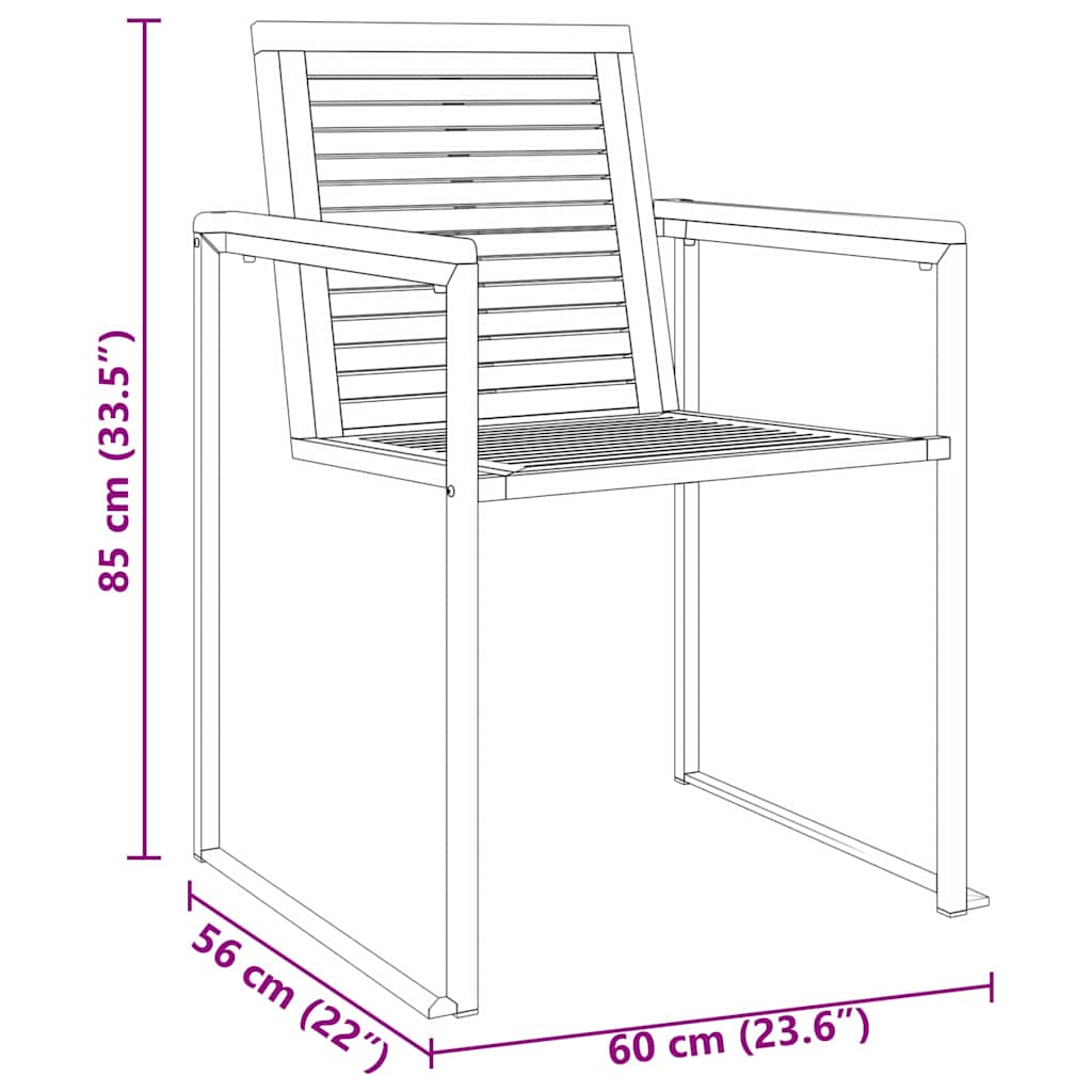 Garden Dining Set 7 Pcs Solid Acacia Wood and Stainless Steel