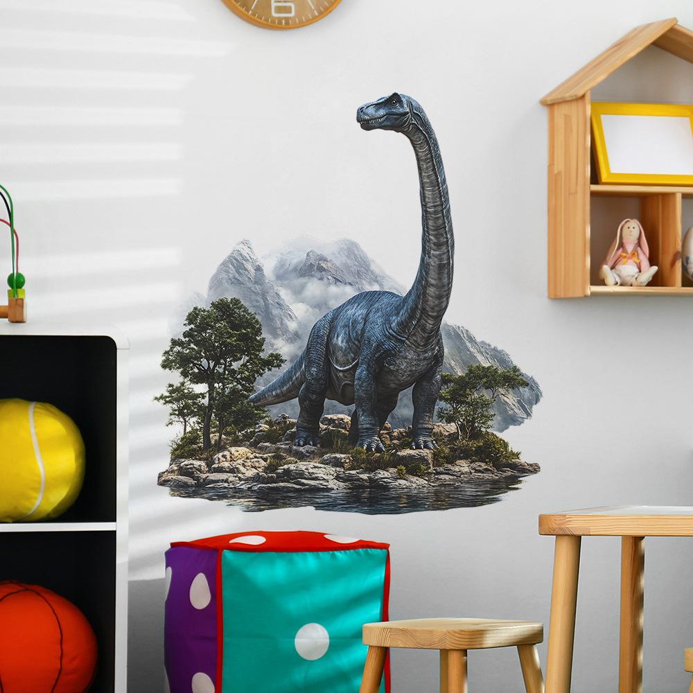 2 Pcs Cartoon Painted Dinosaur Bedroom Living Room Home Wall Background Landscaping Decoration Wall Stickers