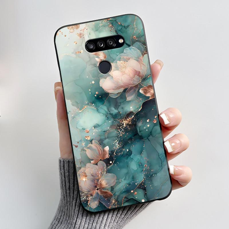 Soft Shockproof Phone Case For LG K50S Bumper Silicone Black Case New Design Viral Pattern Koi Shell Cute Colorful Cover