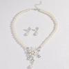 Pearl & Teardrop Flower Necklace Earring Set - Chic Bridal Fashion