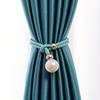 2 Stück Deluxe Französische Raffhalter mit glänzenden Kunstperlen-Akzenten - Elegantes Polyester, kein Bohren, verstellbare Kordel für exquisite Heimdekoration