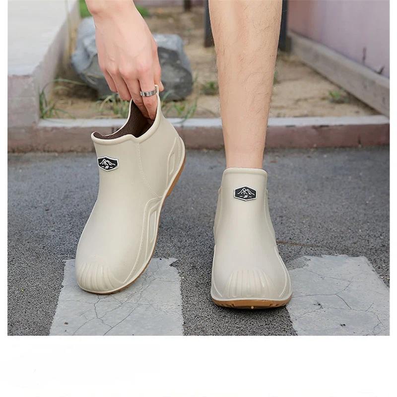 Pánské módní venkovní krátké holínky voděodolné a protiskluzové