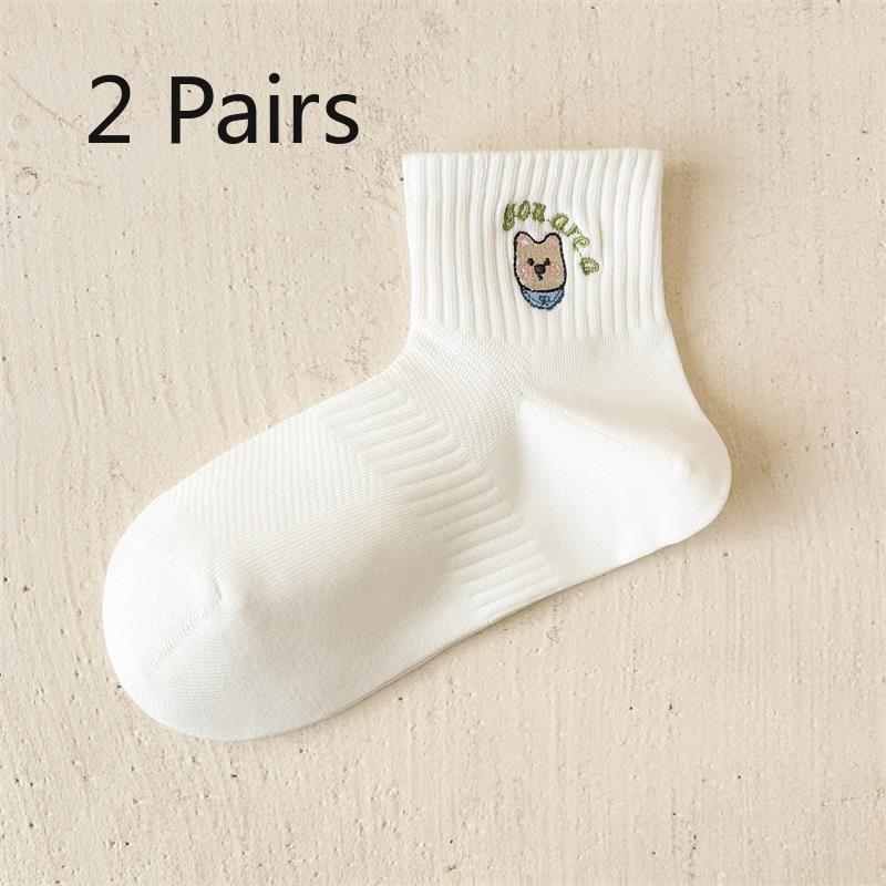 

2 Pairs of Spring and Summer Children s Short Socks with Mesh Design, Breathable and Sweat-absorbent, and Featuring Embroidery. 2 pairs белый