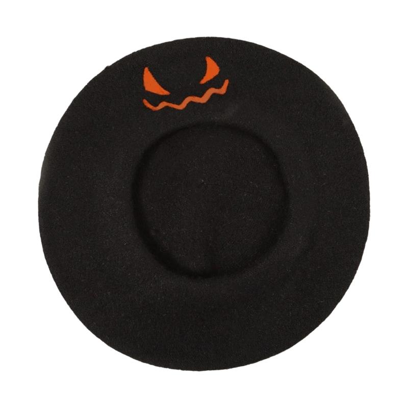 Embroidered Halloween Beret for Adults and Teens, Soft Fabric Hat for Party Dressing, Photos, and Fall Wear Style