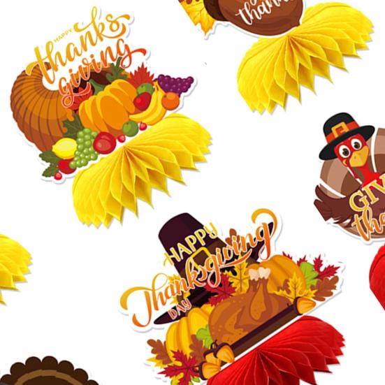 9 Pcs Autumn Thanksgiving Honeycomb Centerpiece 3D Honeycomb Fall Decoration