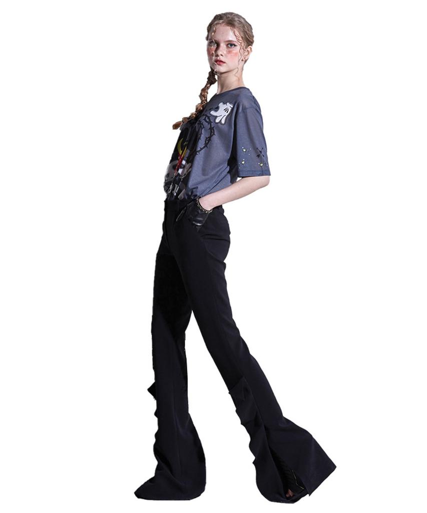 GREEDILOUS Gray One-Point T-Shirt