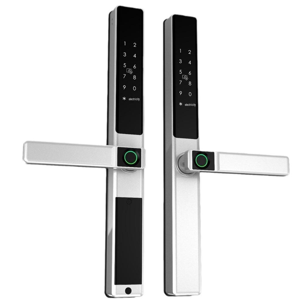 Fechadura de Impressão Digital Impermeável de Liga de Alumínio para Portas Deslizantes de Vidro Duplo