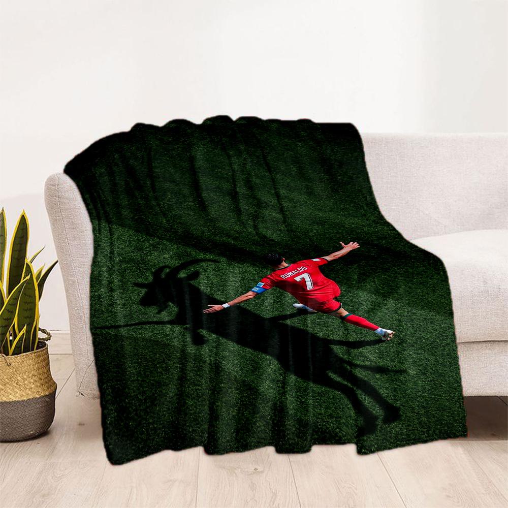 Ronaldo's Soccer Player Celebration Blanket Durable Comfort Suitable for Bed Office Chair Couch Four Seasons Universal Playful Design