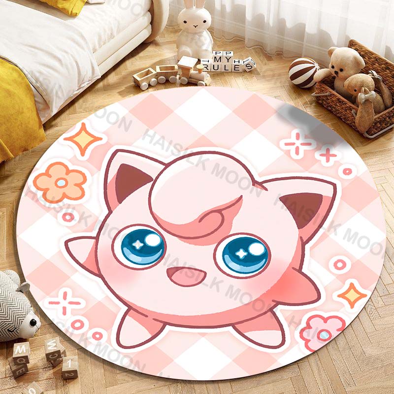 1 Pezzo Pokemon Jigglypuff Stampa Tappeto Rotondo Soggiorno Camera da Letto Tavolo e Sedia Divano Stanza dei Bambini Tappeto Decorativo Tappeto Potdemiel