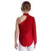Jenter Ene Skulder Danse Drakotard Sceneopptredelseskostyme Mock Neck Langermet Rynket Nettoverlegg Bodysuit for Barn Gymnastikk