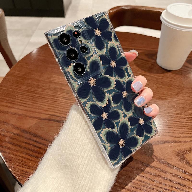 Black Rose Floral Case For Samsung Galaxy S26 Ultra S25 FE S24 S23 S22 A54 A15 A35 A55 A16 A36 A56 A17 A37 A57 5G Soft Cover