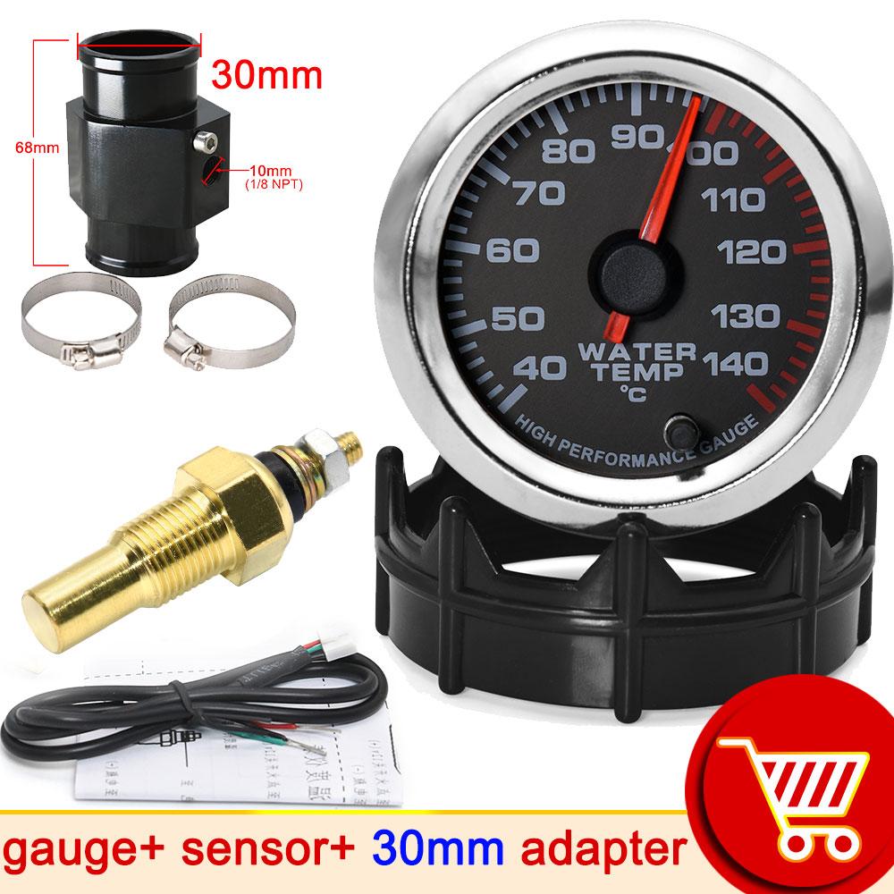 52MM Water Temperature Gauge 40-140 Celsius Car Water Temp Joint Pipe Sensor Adapter 1/8NPT Temperature Indicator for Car