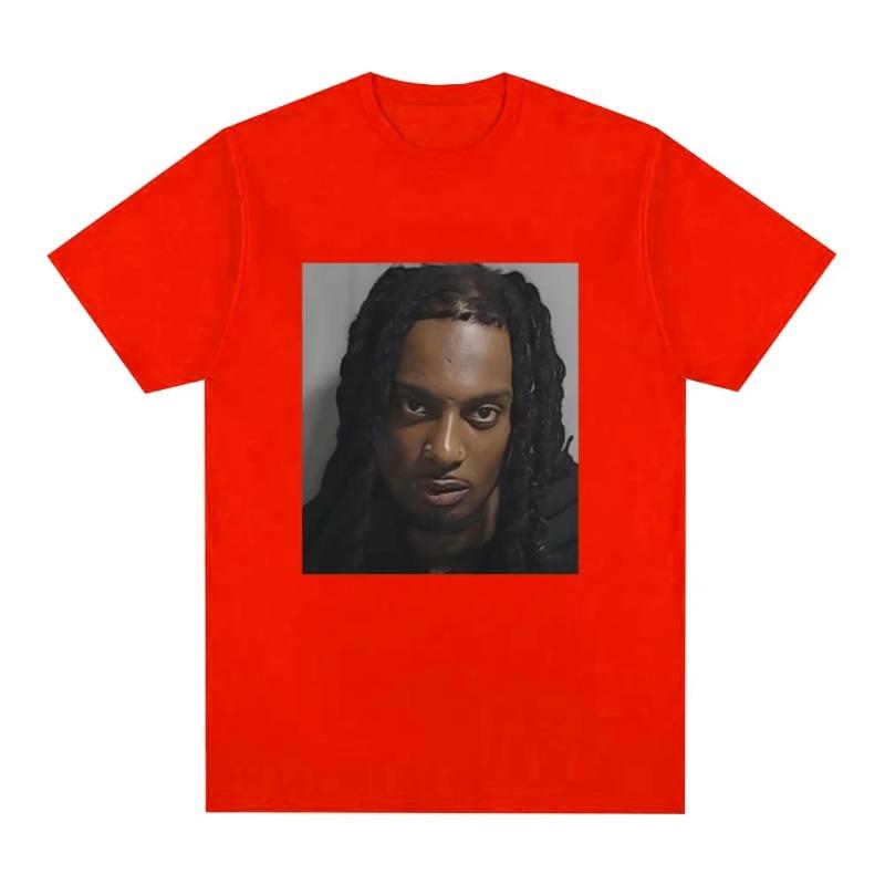 Męska koszulka z grafiką Playboi Carti Mugshot Moda Vintage Hip Hop Koszulki Bawełniana Krótki Rękaw Luźna Koszulka