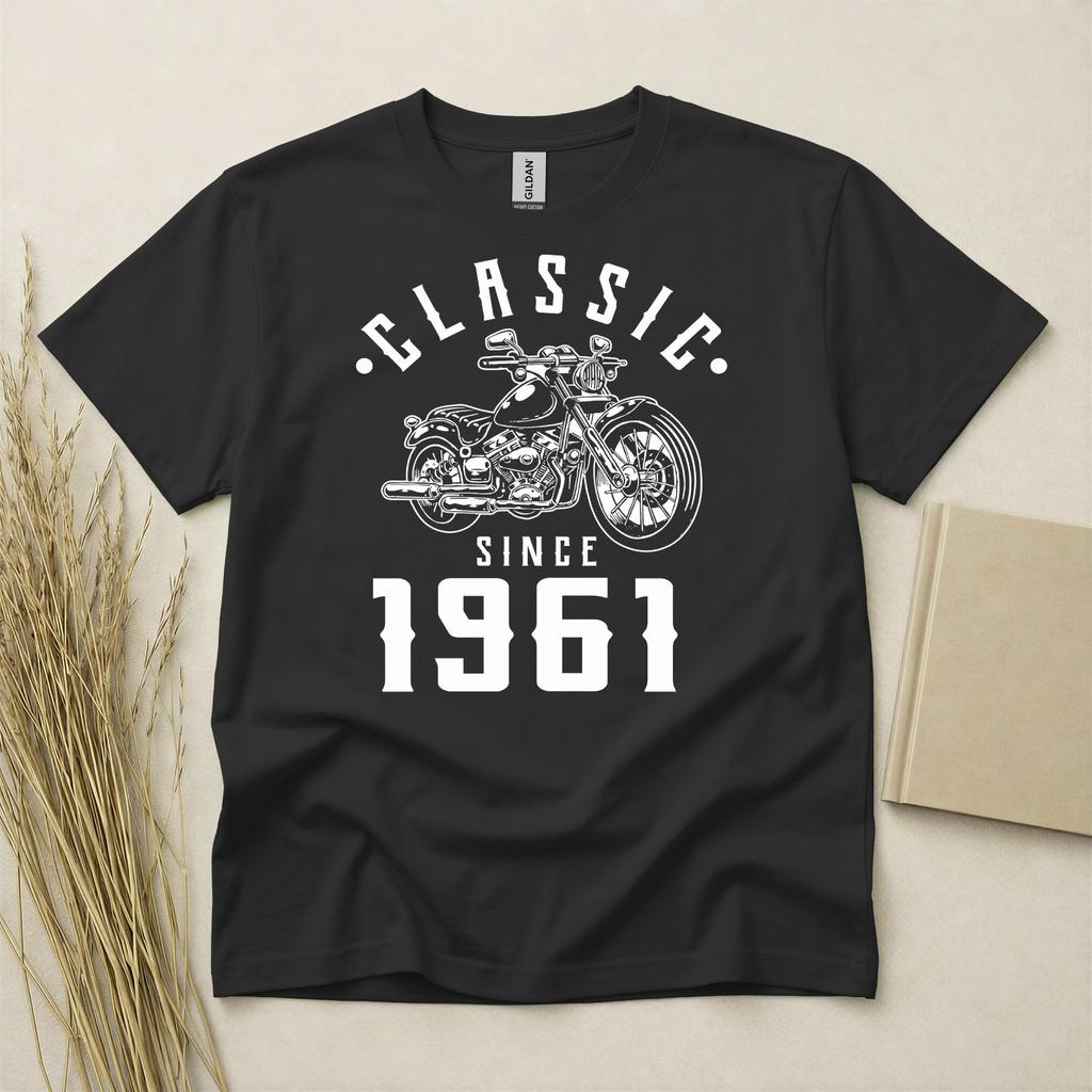 65th Birthday TShirt Born In 1961 65 Years Old Gifts Classic Motorcycle Tee