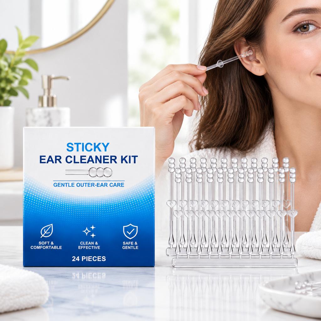 Adhesive Ear Cleaning Stick with Dual-Ended Design, Moderate Adhesion, Fits Ear Canal, Portable and Easy to Use for Ear Cleaning.