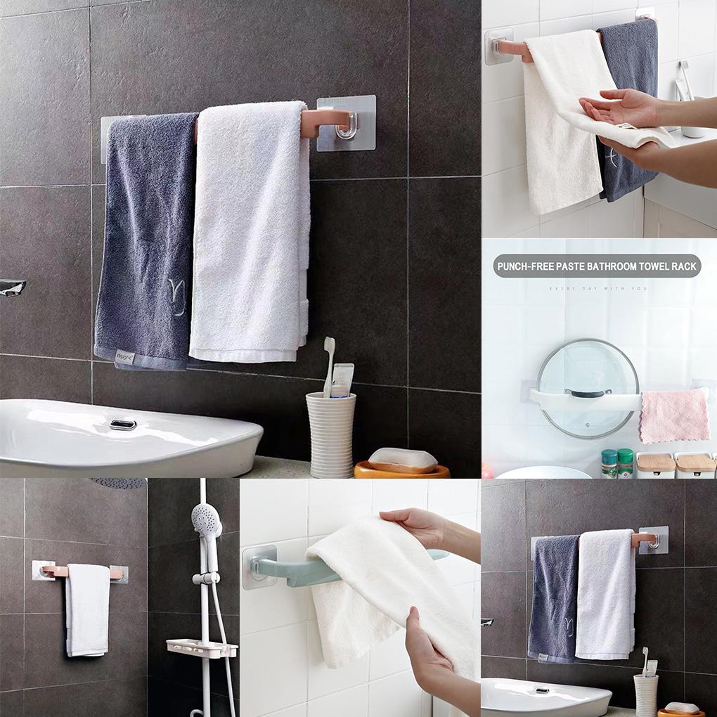 Self-adhesive Bathroom Single Towel Bar NO Drilling On Walls Plastic Kitchen Towel Hanging Rack Holder