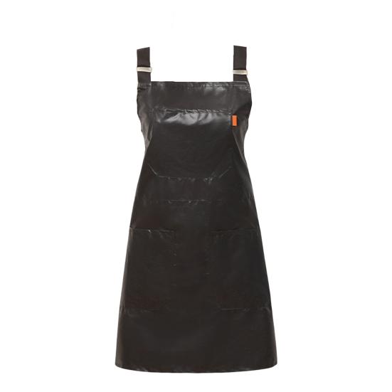 Barber Apron Waterproof Pockets Design Adjustable Strap Anti Stain Faux Leather Kitchen Chef