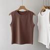 Spring and Summer Versatile Elastic Slim Slim Short Round Neck Bottoming Shirt Women's Sleeveless T-shirt Vest Top Commuting