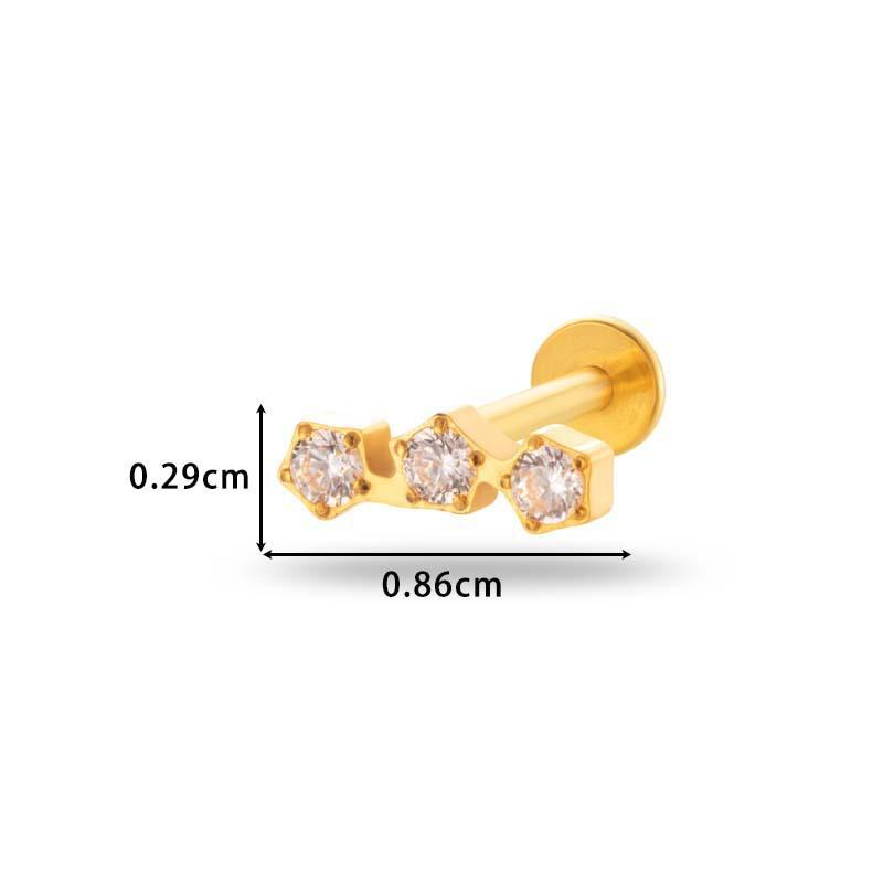 1 pièce G23 Titane Massif Filetage Interne Dos Plat Fleur CZ Clou de Tragus Cartilage Boucle d'Oreille Helix Rook Lobe Labret Bijou de Piercing