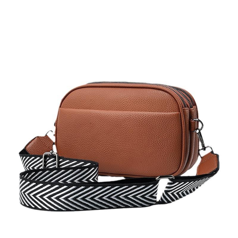 Fashion Women's Bag New Basic Colour PU Crossbody Bag Small Size Bag Women's Wide Shoulder Strap Single Shoulder Bag Small Square Bag