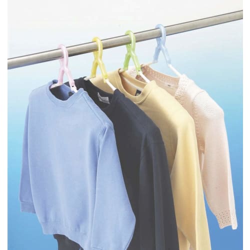 Kokubo Industries Laundry Hangers, 4-Color Set, Slide Catch Hangers with Pads, Slide Catch Style, Shape-Retaining (Extendable, Stretchable, for Clothe