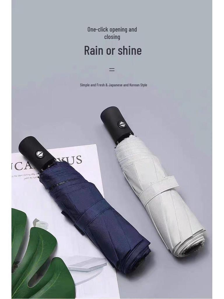 Large Size Automatic Folding Umbrella with Black Glue Sunshade for Sun and Rain