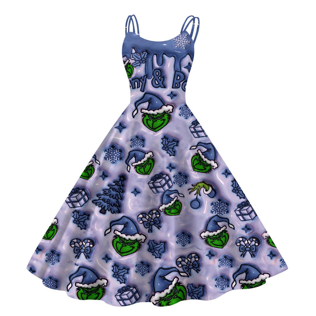 Barne Mote Casual Trykk Sexy Off-the-shoulder Punk Retro Kjole