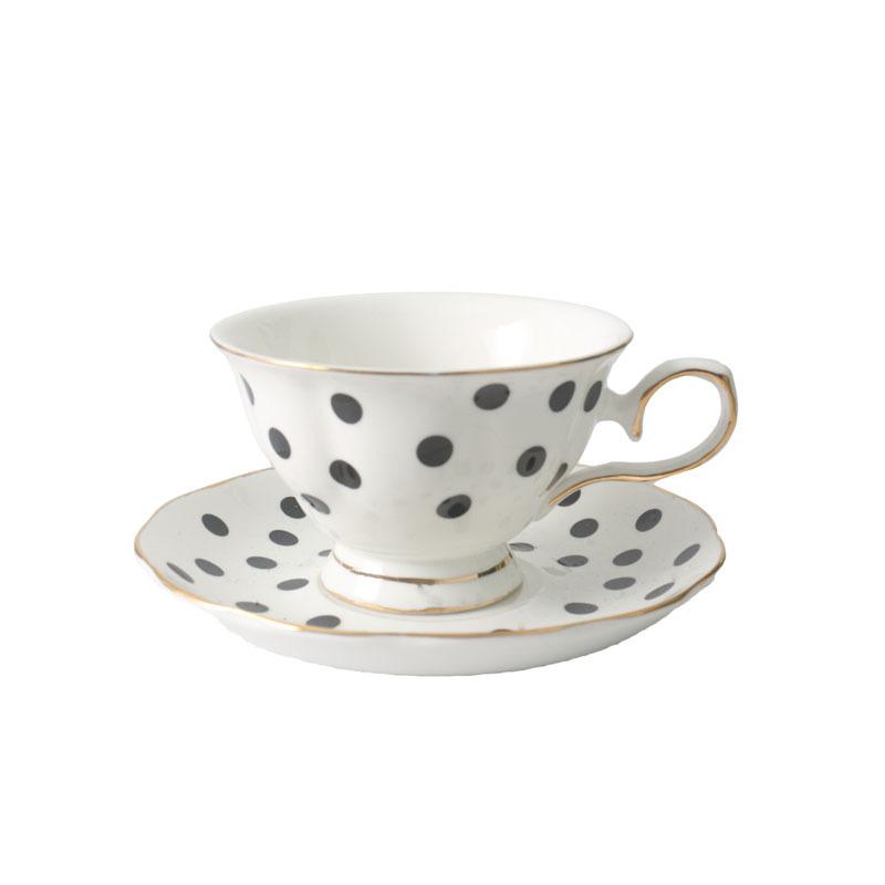 

Black White Polka Dot Striped Coffee Cup Ceramic Water Cups Afternoon Tea Mug Oat Breakfast Cup Milk Mug Flower Tea Cups Teapot 201-300ml