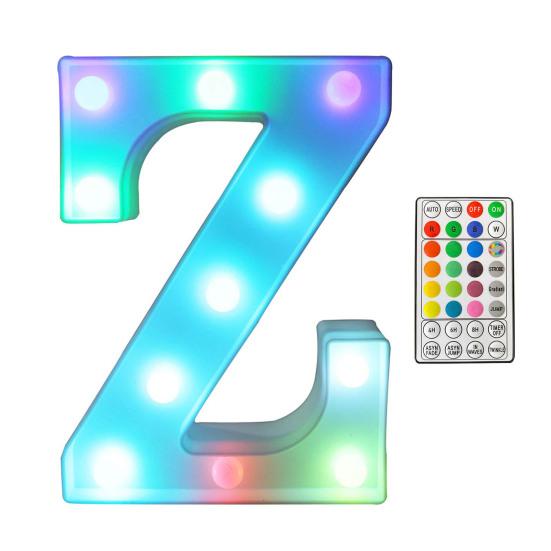 LED Letter Lamp with Remote Control, Dimmable Marquee Alphabet Light for Wedding Birthday Party, Indoor Outdoor Letter Light Z