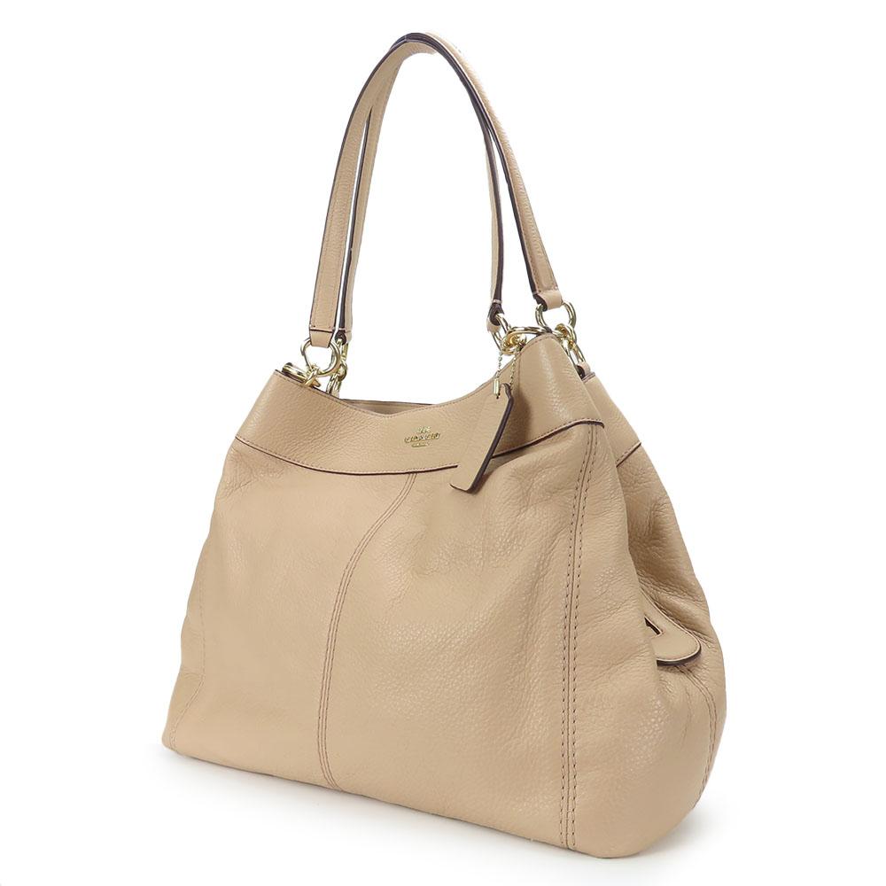 Used COACH Tote Bag F57545 leather pink beige Shoulder