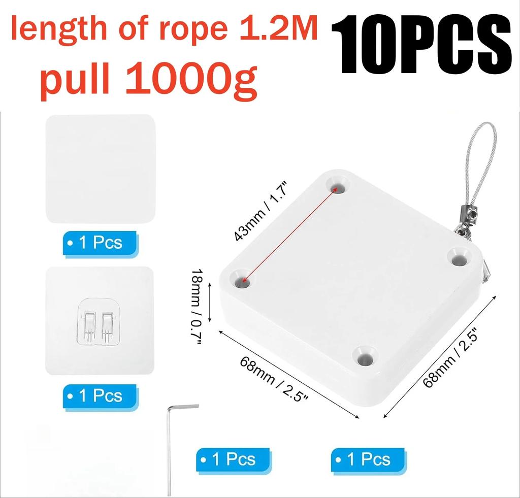 Automatic Door Closer Punch-free 500g-1000g Wire Rope Retractable Automatic Recovery Coil Closing Device Furniture Hardware Tool