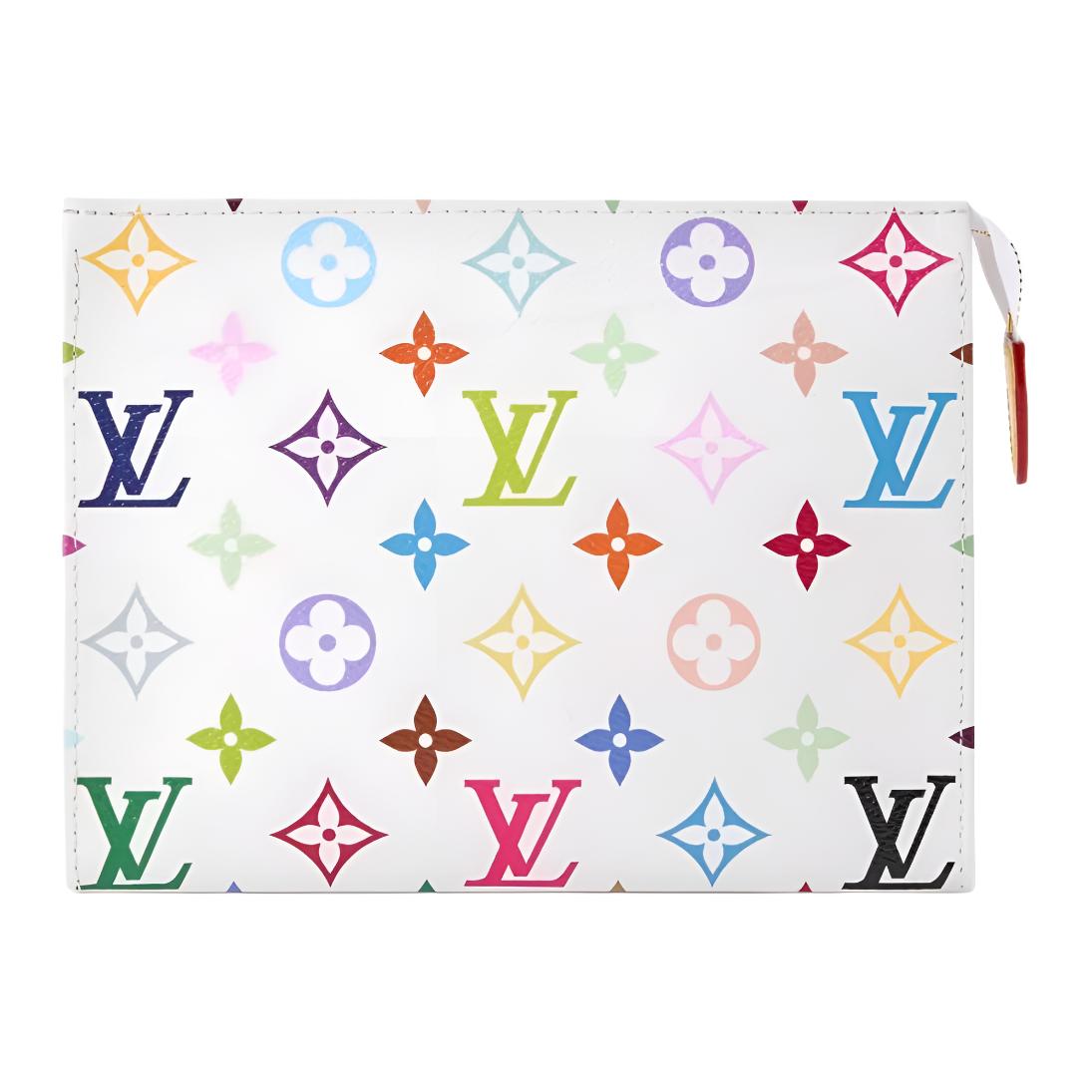 

Louis Vuitton X Takashi Murakami Сумочка-косметичка 19 Белая Мультиколор Классическая с принтом Monogram Косметичка женская M28241 Gift Set(Basic Set+Box+Shopping Bag)