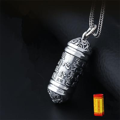 Shurangama – pendentif Mantra pour hommes et femmes, bijoux Vintage, chaîne, collier, amulette, boîte Sutra en cœur, accessoires, S925