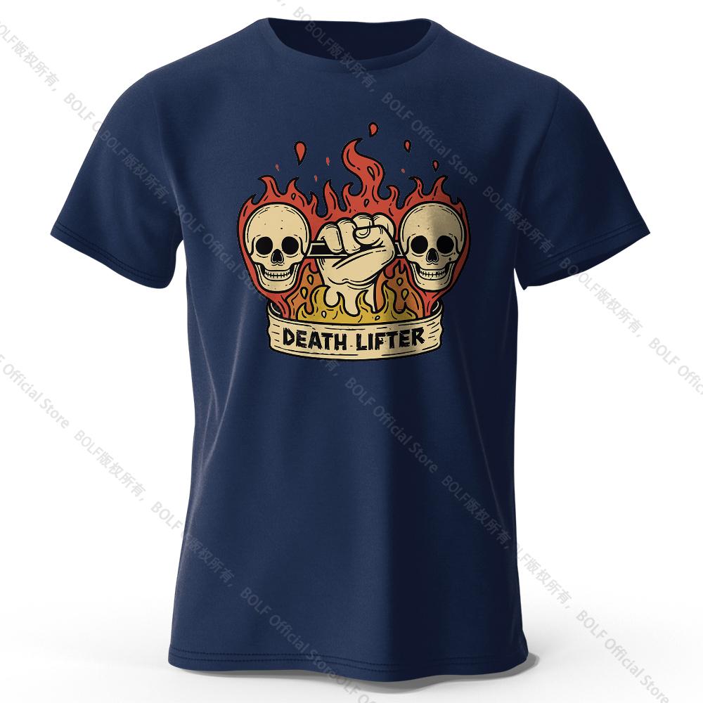 

Мужская футболка с принтом Death Lifter, 100% хлопок, свободные футболки с забавным графическим принтом для мужчин и женщин, летние топы XXXL тёмно-синий