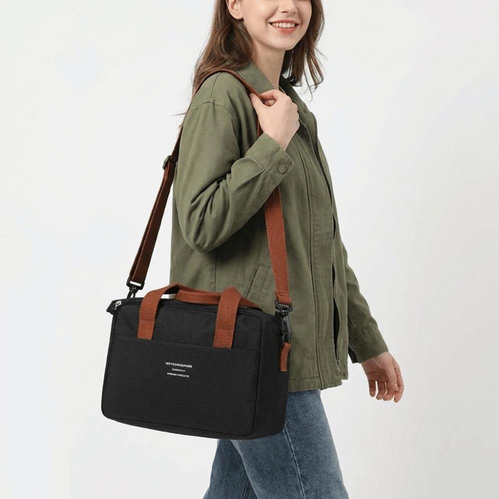 Solid Color Portable Lunch Bag Oxford Cloth Large Capacity Thermal Insulated Lunch Box with Handle Waterproof