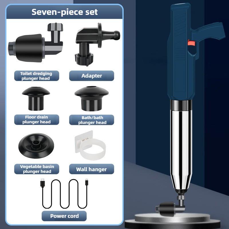 

Wireless Toilet Plunger Cleaner Pressure Toilet Electric Plunger High Anti-splash Sewer Drain Pneumatic Dredge Equipment синий