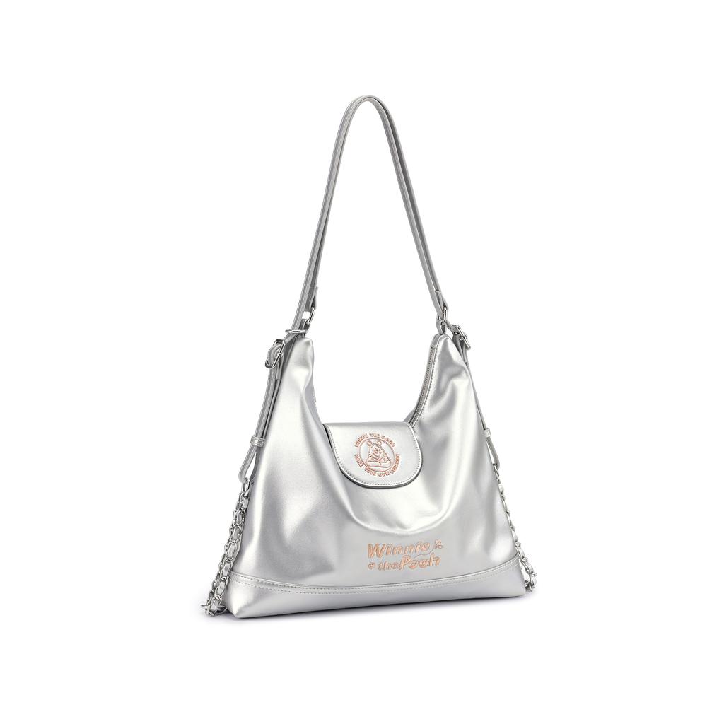 New Disney Winnie The Pooh Series Synthetic Leather Shoulder Bag Women's Silver BMK-72693