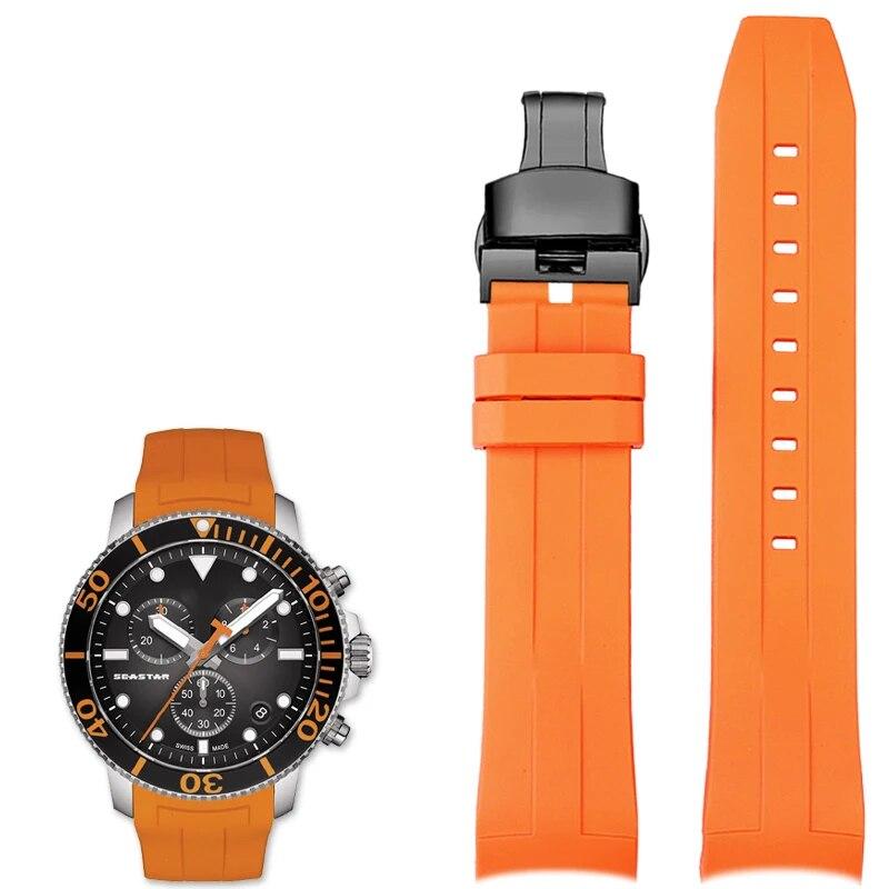 Curea de ceas din cauciuc de 22 mm pentru Tissot 1853 Starfish Diving T120 Curea din silicon cu capăt curbat Seria T120417A Brățară de mână masculin