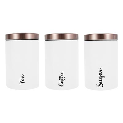 3 Stück/Set Robuste Metall-Küchenbehälter mit Edelstahl-Deckeln Luftdicht Tee Kaffee Zucker Kaffee Tee Zucker Behälterset Zuhause
