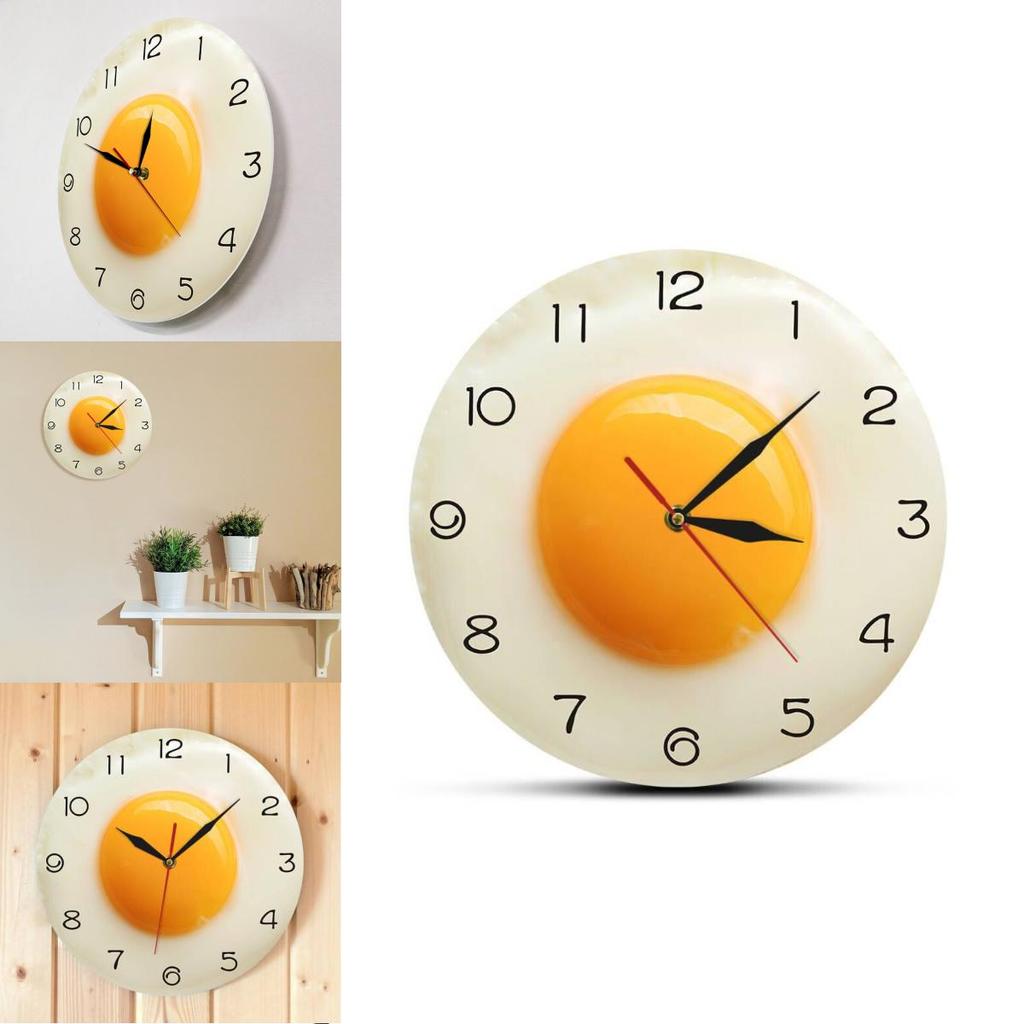 Modern Battery Operated Wall Fried Egg Clock With Numeric Hands For Living Room Bedroom Decor