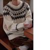 Fair Isle Jacquard Sweater For Men And Women Retro Baggy Printed Crewneck Knit Pullovers Korean Fashion Y2K Streetwear Jumpers