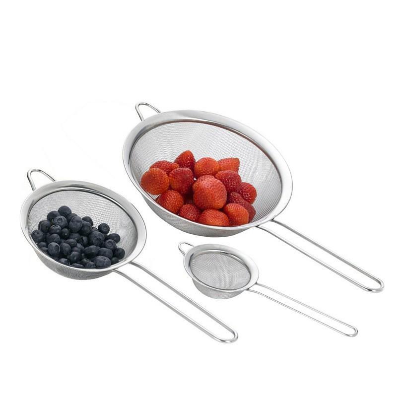 3PCS Stainless Steel Strainer for Soy Milk Bird's Nest Egg White Separation Flour Sifter Baking Tools Oil Filter Net
