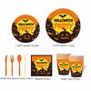 Pumpkin Pattern Disposable Plate Cup Set Decorative Disposable Utensils Set  Home