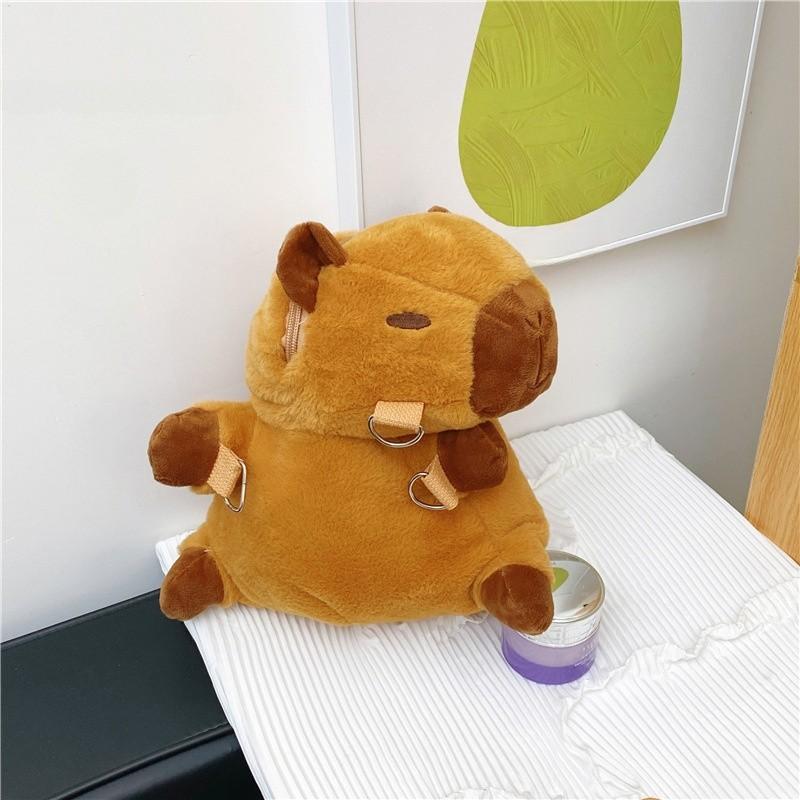 Capybara Plush Water Animal Backpack With Zipper Closure For Casual Daily Use