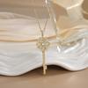 Stainless Steel Chain Creative Zircon Flower Key Pendant Necklaces for Women Luxury Collar Accessories Jewelry Gifts